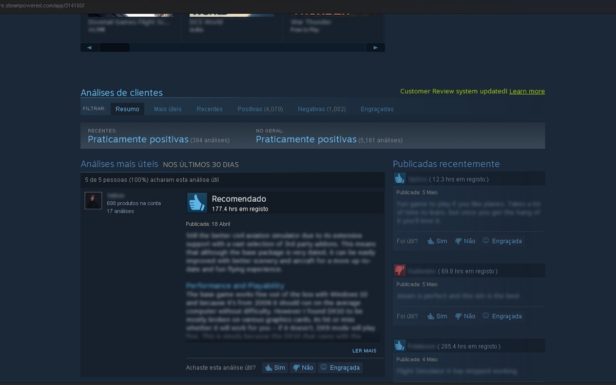 Ainda mais alterações às análises no Steam