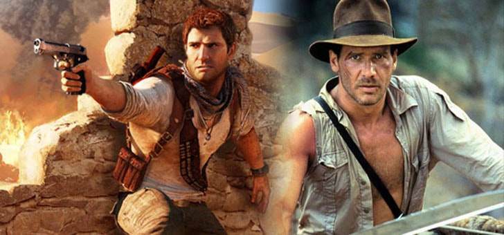 Indiana Jones a jogar Uncharted 3